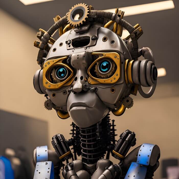 A-robotic-creature-with-a-human-face