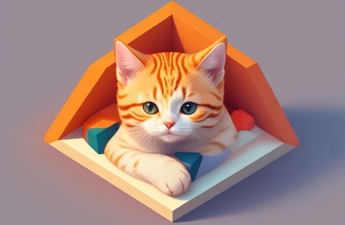 Leonardo AI prompt: An isometric portrait of a cute cat