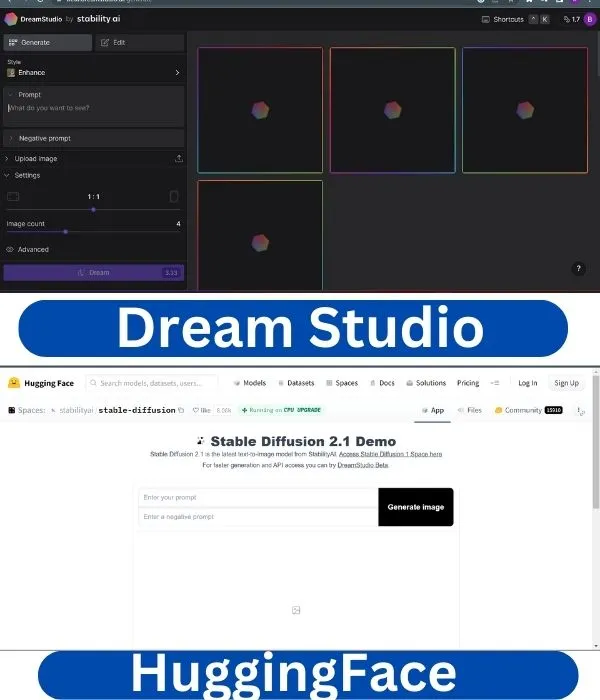 Dream Studio and Hugging face