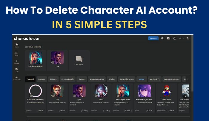 Delete Character AI Account