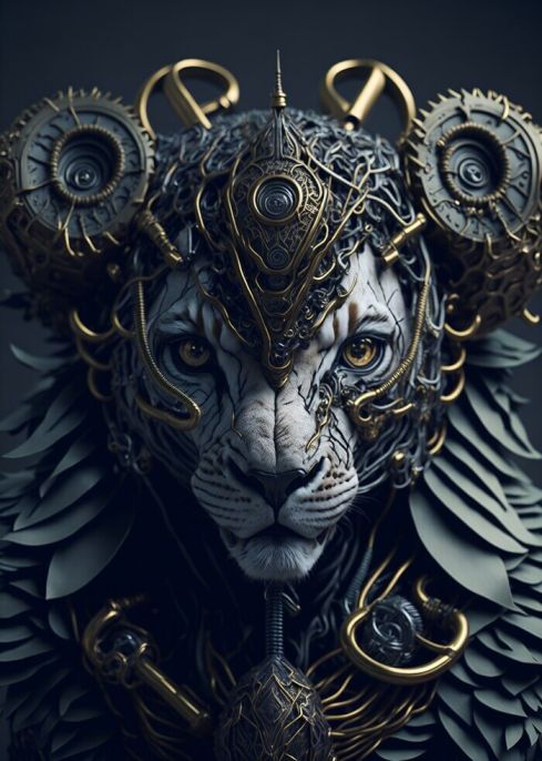 Image generated from Leonardo AI: Little Children Fusion Lion Steampunk