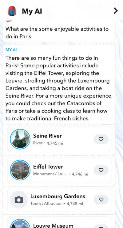 MY AI giving weekent plan advice