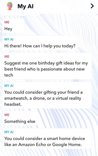 Snapchat giving gift ideas