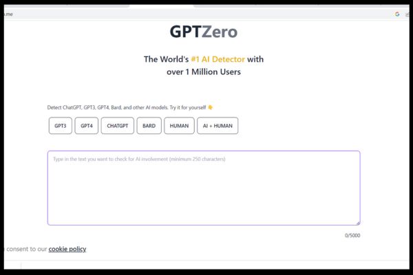 The Homepage of ChatGPT Zero