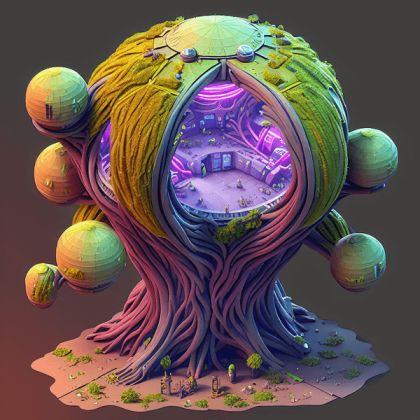 Image generated from Leonardo AI; Alien Home Tree Building