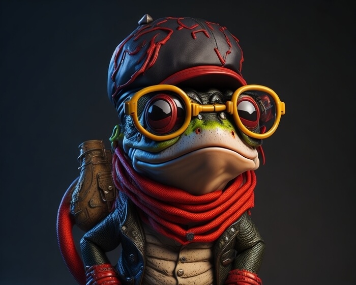 Leonardo AI prompt guide Idea: Anthropomorphic cute and adorable charming smiling pirate frog.