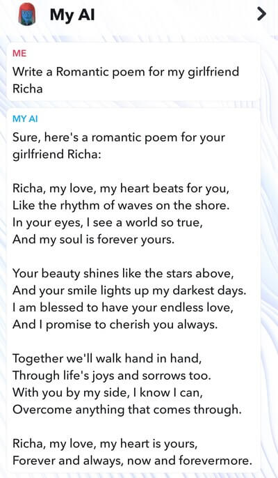 poem by snapchat ai