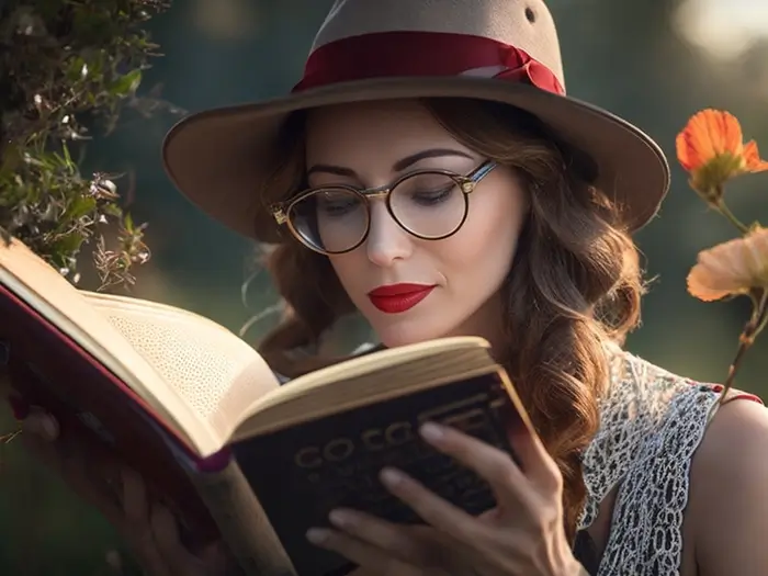 a lady character capturing the reader's attention and bringing a story to life.