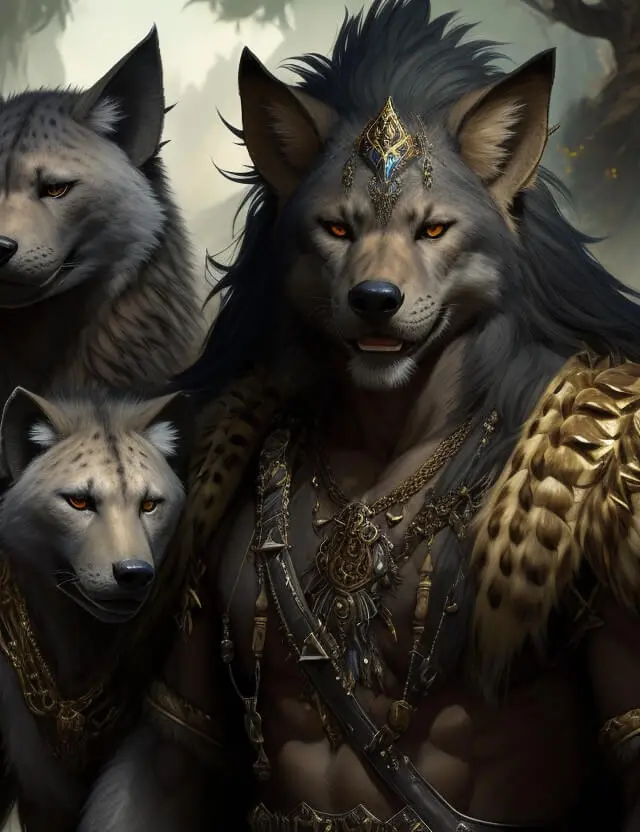 Furry art mentioning the the character gnolls in the prompt