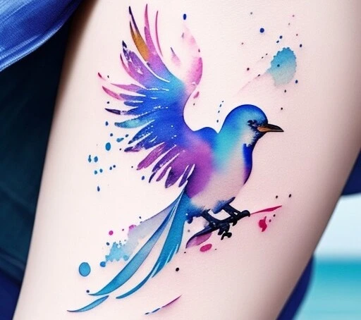 watercolor tattoo inspired by the concept of "freedom" created by Dreamshaper 3.2 model of stable diffusion