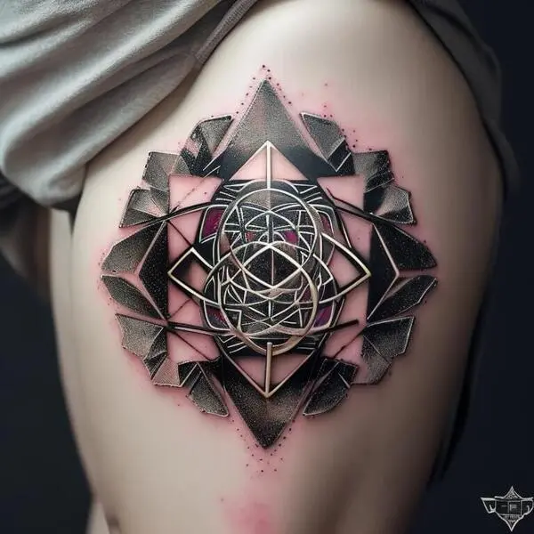 a captivating tattoo that embodies the mesmerizing qualities of geometry generated by stable diffusion 2.1
