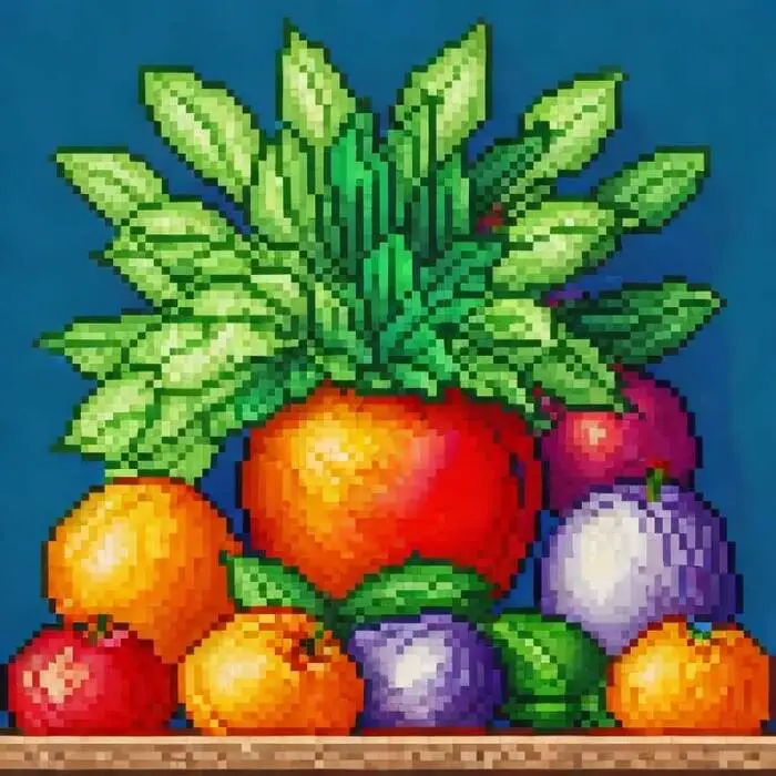vibrant still-life arrangement of fruits and vegetables