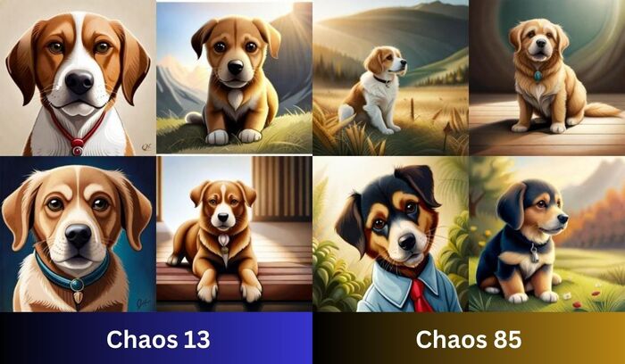 Dog Images generated by diffrent chaos