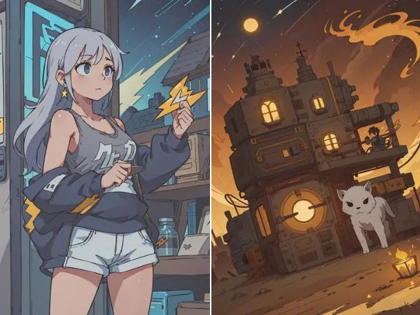 Images generated by Flat-2D Animerge stable diffusion anime model