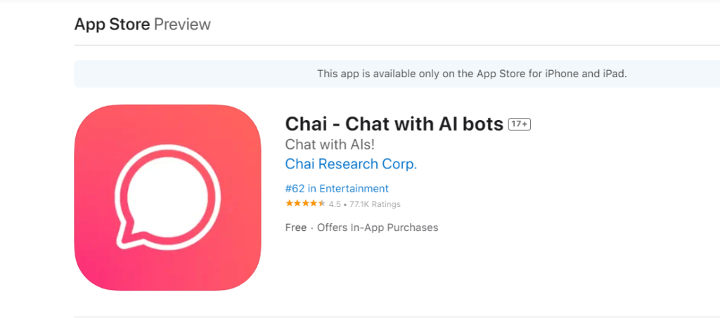 Chai app in App Store