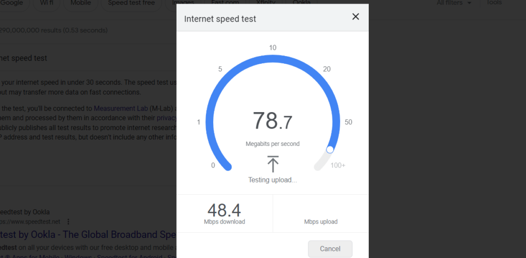 Internet speed testing